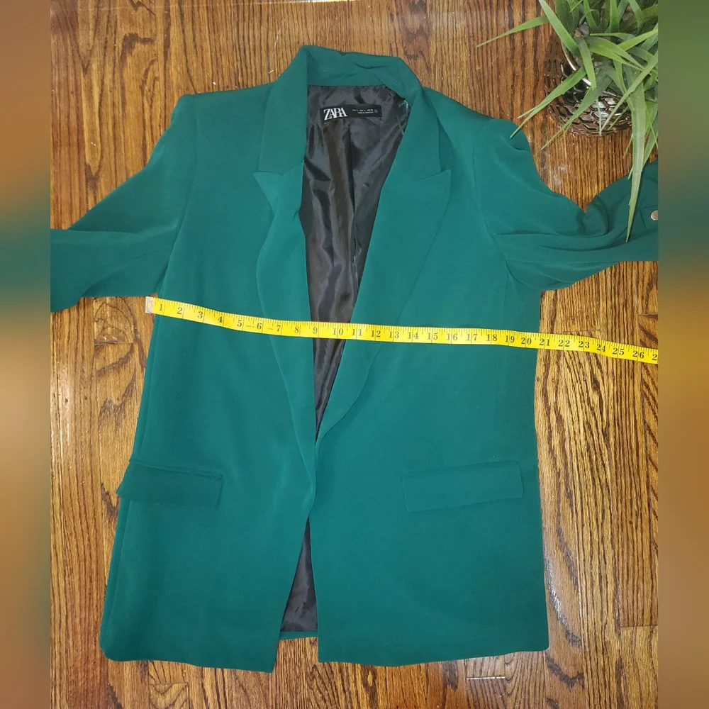 Zara Women's Green Blazer 3/4 Sleeve Size L - Picture 10 of 11